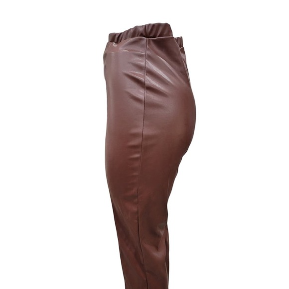 NEW Pretty Little Things Faux Leather Split Hem Trousers Pants Size 6‎ Brown - Picture 9 of 16